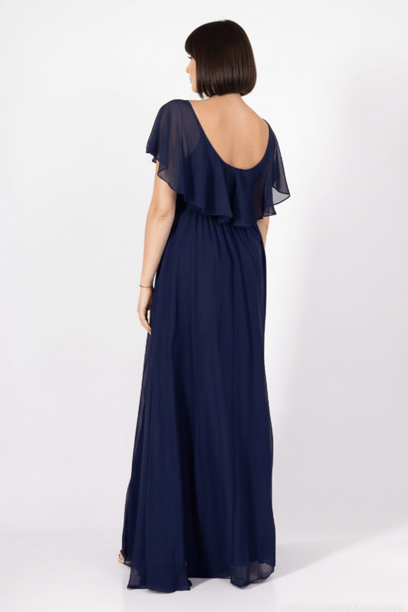 Vestido Largo de Fiesta Denver - Escote Corazón con Manga de Volante