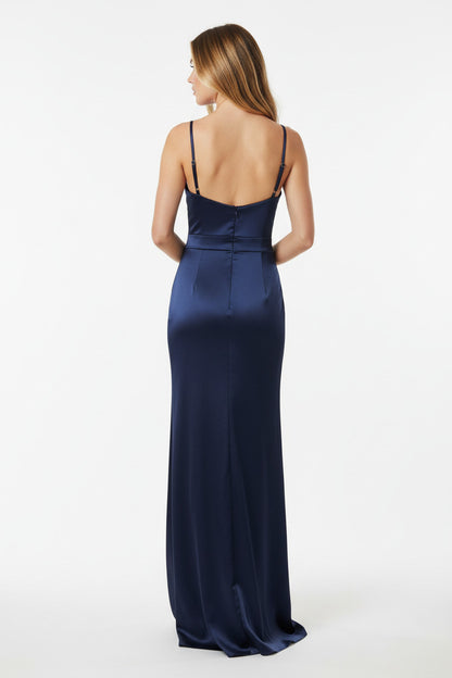 Vestido Largo de Fiesta Cesky - Ajustado con Escote Corazón y Abertura Falda