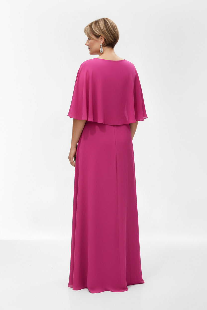 espalda vestido de fiesta largo talla grande elegante color fucsia