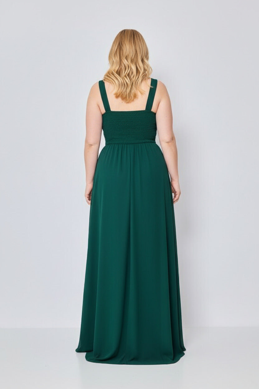 Vestido de Fiesta Largo Jaipur-Talla Grande con Escote pico y Abertura en la Falda