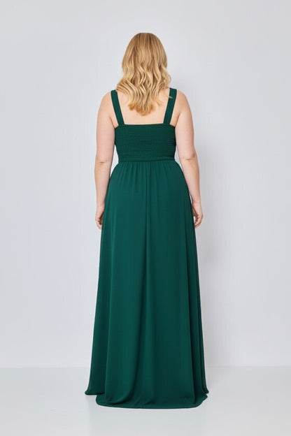 Vestido de Fiesta Largo Jaipur-Talla Grande con Escote pico y Abertura en la Falda