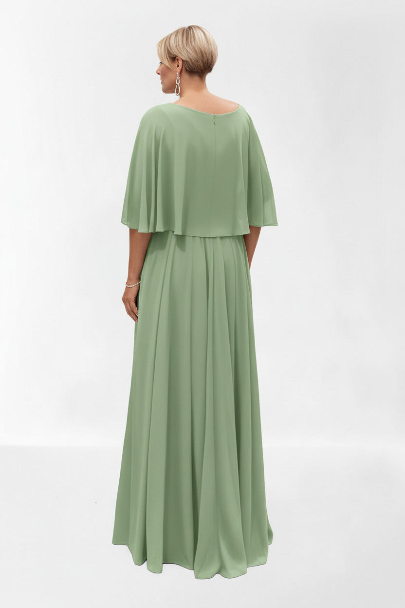 espalda Vestido de fiesta largo Talla grande con broche Verde