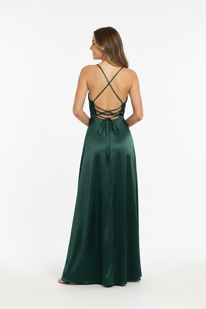 espalda vestido de fiesta largo verde espalda corsé