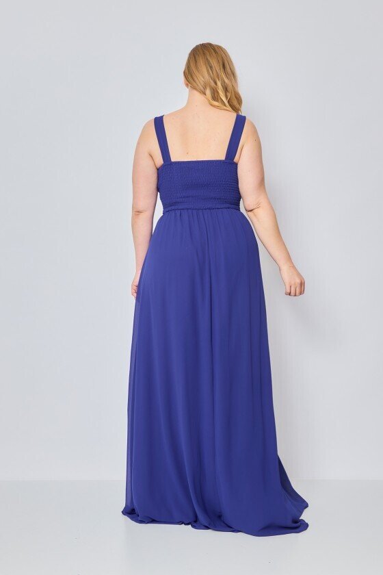 Vestido de Fiesta Largo Jaipur-Talla Grande con Escote pico y Abertura en la Falda