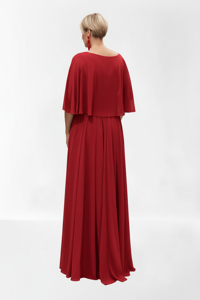 espalda vestido para madrina largo rojo con detalle de brillos