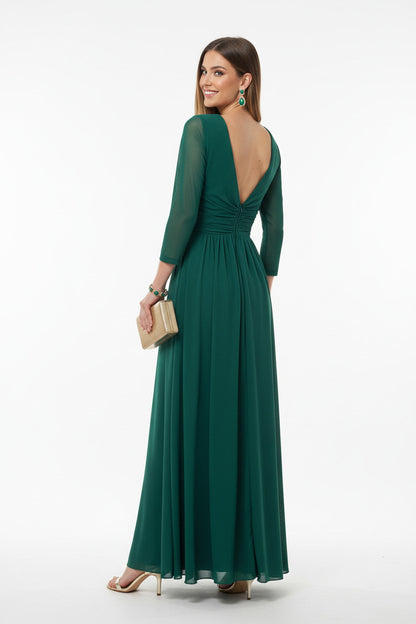 Vestido de Fiesta Largo Guilin - Manga Francesa y Nudo Cruzado