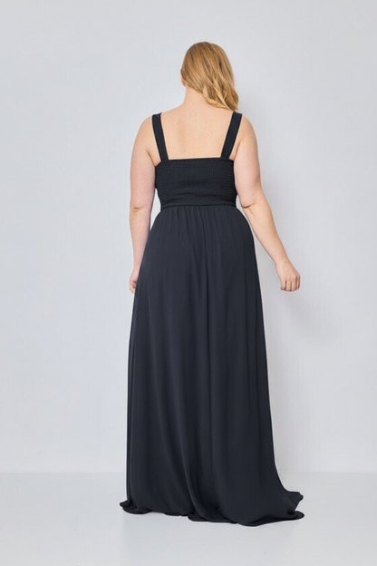 Vestido de Fiesta Largo Jaipur-Talla Grande con Escote pico y Abertura en la Falda