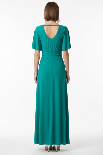 Vestido de Fiesta Largo Memphis - Manga Corta Escote Pico