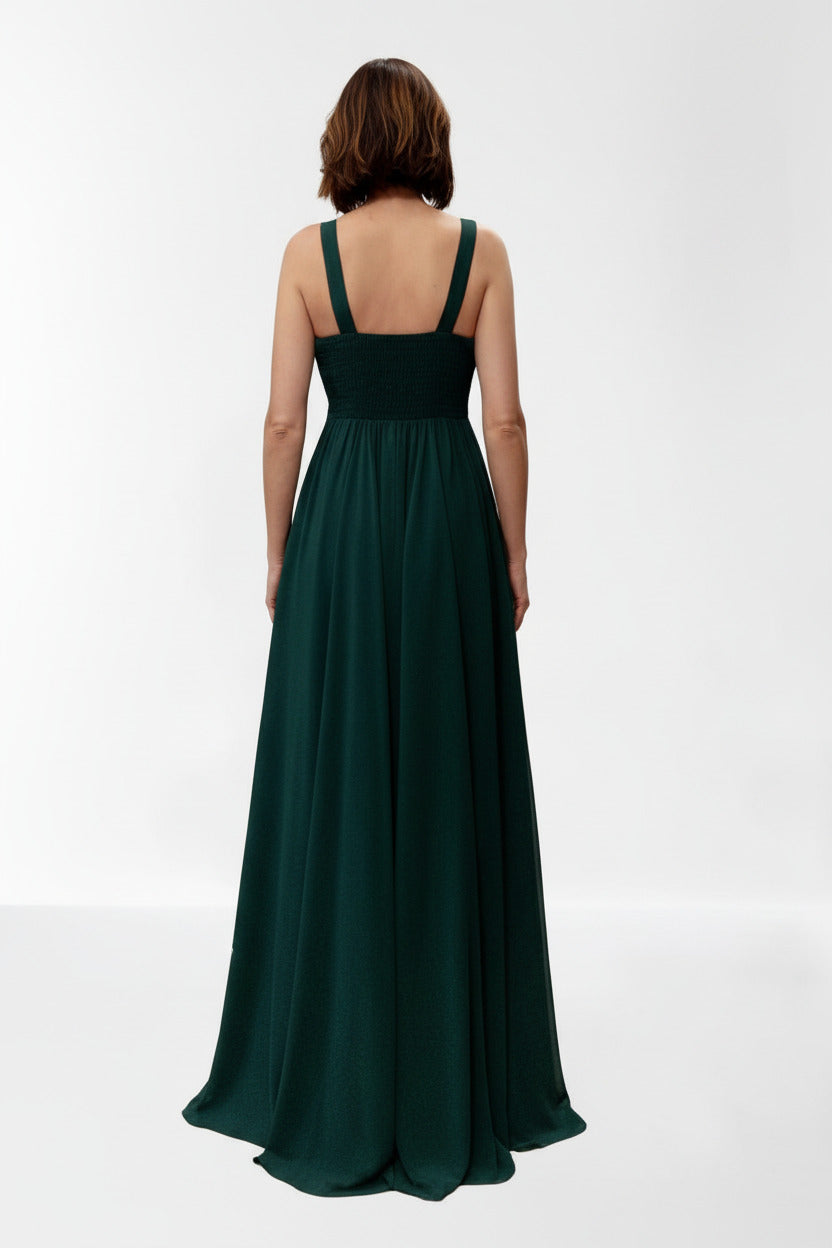 Vestido Largo de Fiesta Padua - Encaje Floral y Abertura Lateral