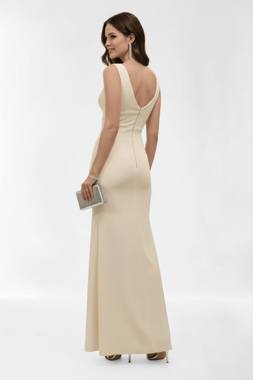 espalda Vestido de Fiesta Largo Ajustado Belton - Escote Pico y Abertura