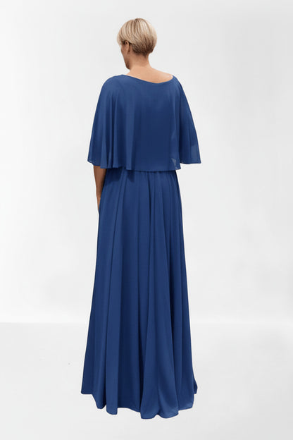 espalda vestido para boda elegante talla grande azul con detalle de encajes
