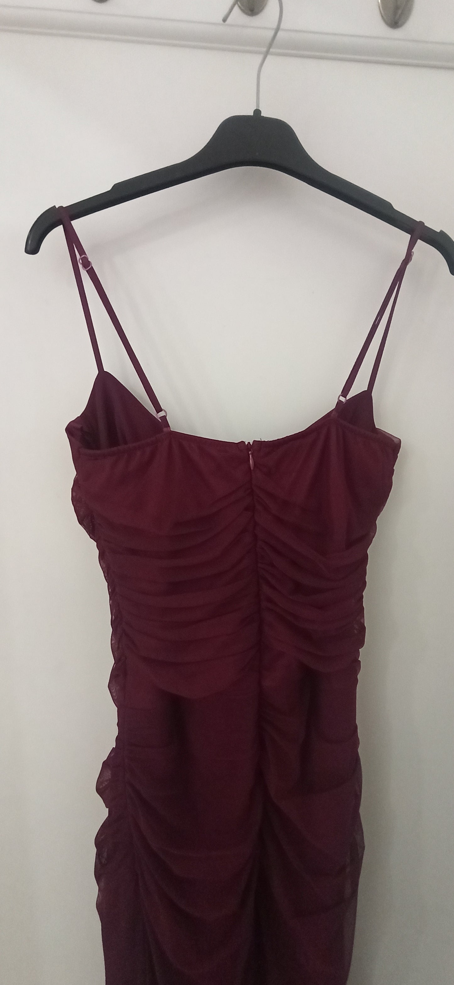 Vestido largo tul Perugia-con fruncidos y  tirante fino