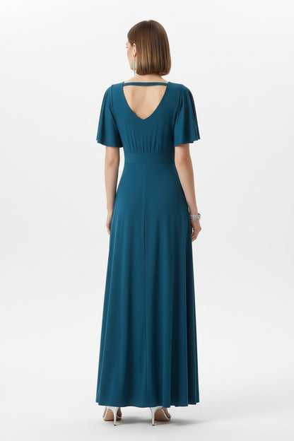 Vestido de Fiesta Largo Memphis - Manga Corta Escote Pico