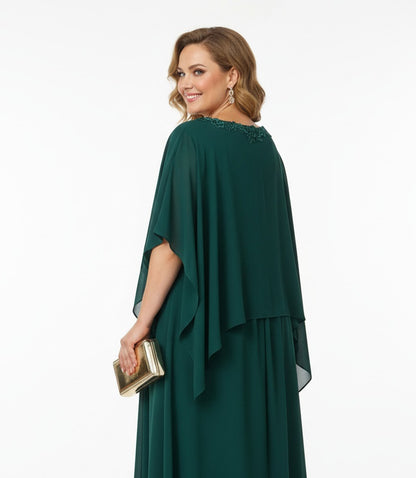 vestido para madrina corto talla grande verde con encaje en el escote-vista espalda
