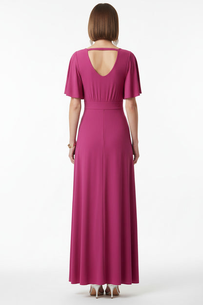 Vestido de Fiesta Largo Memphis - Manga Corta Escote Pico