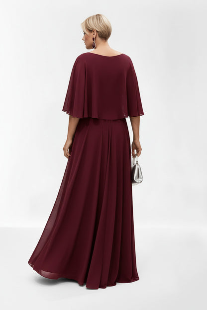 Vestido de Fiesta Largo Guadix-Talla Grande con Manga, Encaje y Brillos
