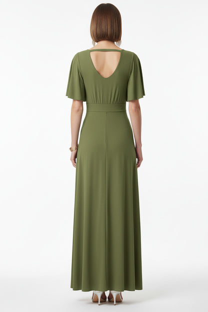 Vestido de Fiesta Largo Memphis - Manga Corta Escote Pico