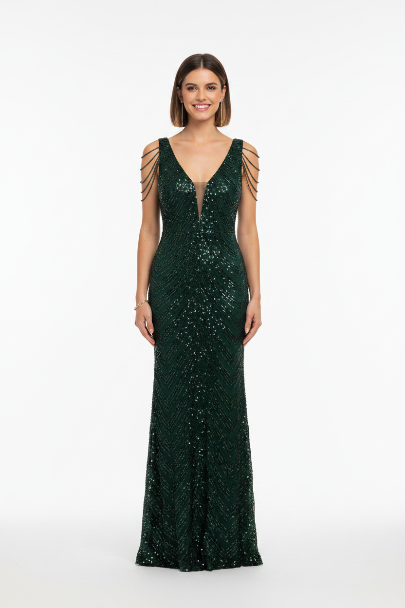 Vestido Cesky frontal verde oscuro