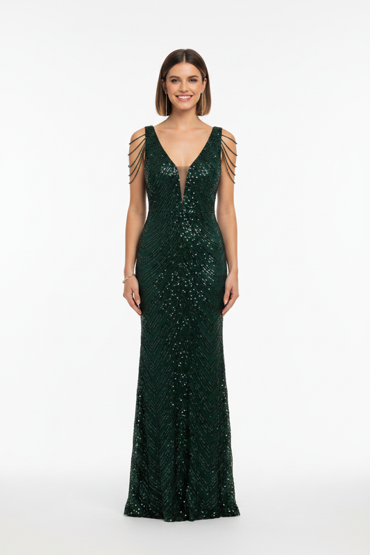Vestido Cesky frontal verde oscuro