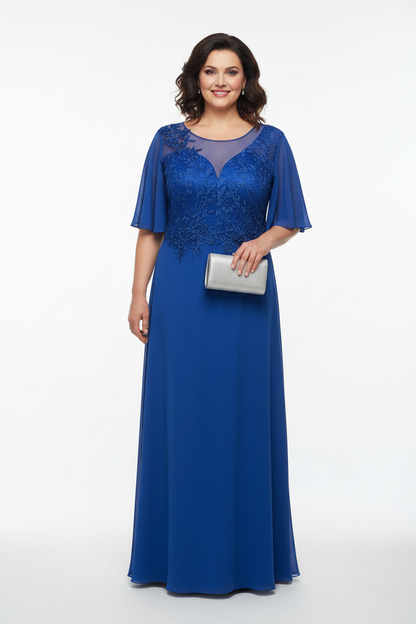 Modelo con vestido azul royal