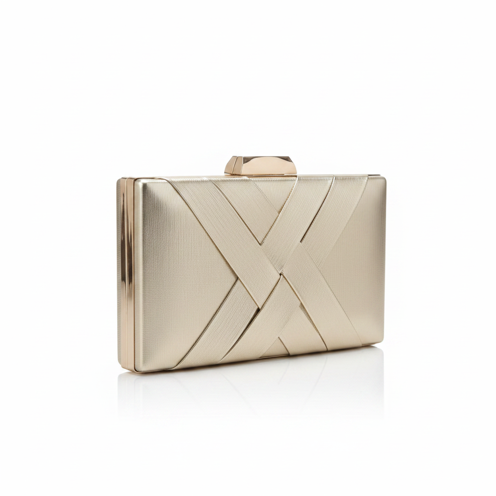 Clutch dorado fondo blanco - diseño X