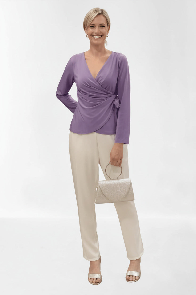 Blusa de fiesta escote cruzado Lila U (36 38) Licra