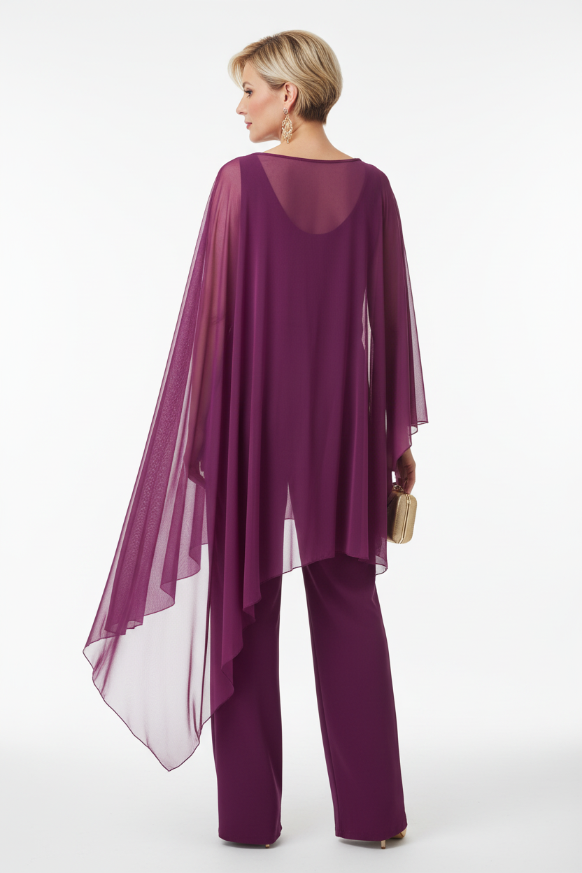 espalda mono para invitada talla grande con capa magenta