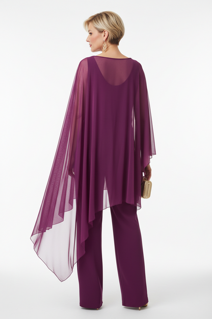 espalda mono para invitada talla grande con capa magenta