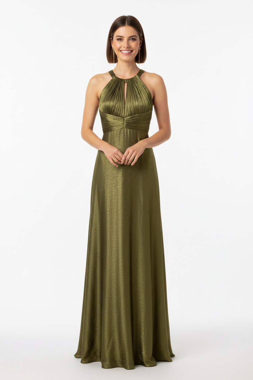 Vestido de Fiesta Harbin-Metalizado con escote Halter
