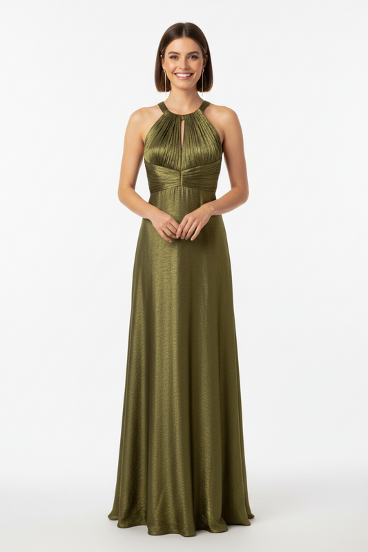 Vestido de Fiesta Harbin-Metalizado con escote Halter