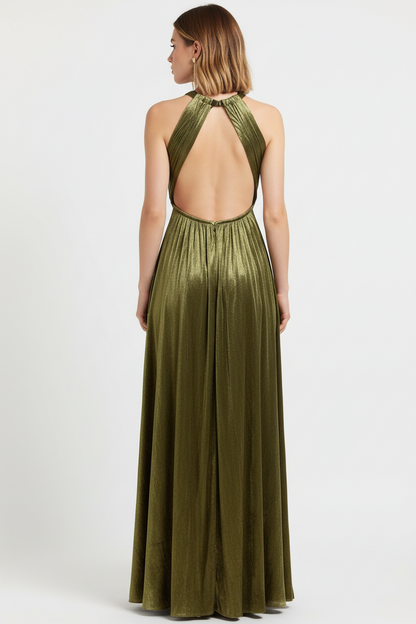 Vestido de Fiesta Harbin-Metalizado con escote Halter