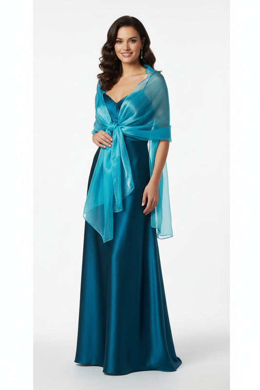 Chal de Fiesta Satinado Turquesa Celeste