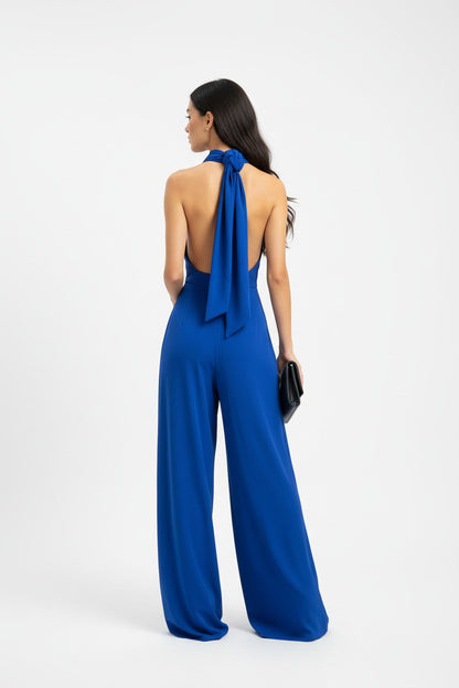 Mono de Fiesta Escote Halter Zwolle - Pantalón Ancho Elegante