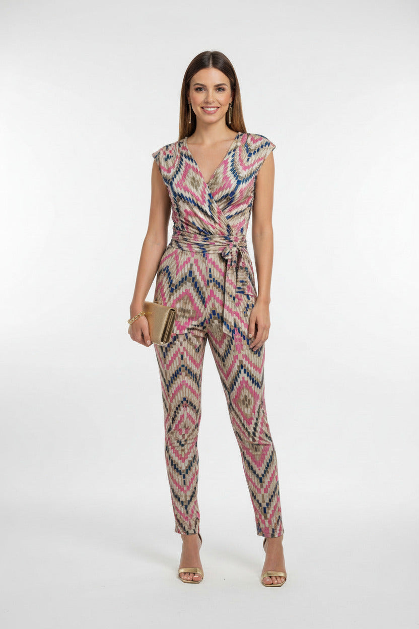 mono de vestir largo estampado geométríco