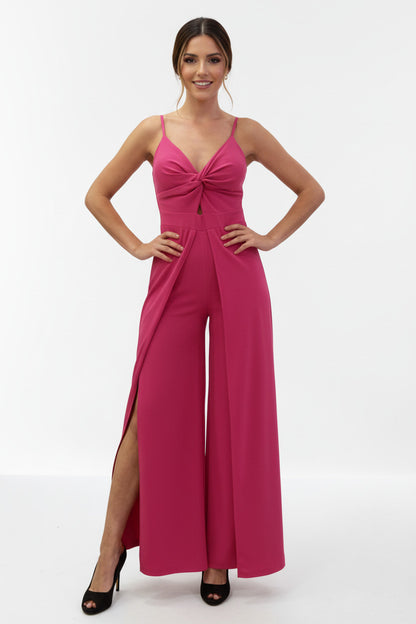 Mono de fiesta Fresno con Aberturas Laterales Fucsia -S(34 36) -Vista frontal