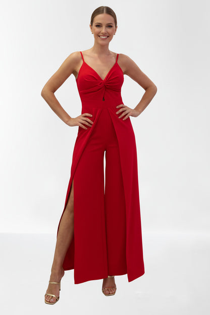 Mono de fiesta Fresno con Aberturas Laterales Rojo S(34 36)-Vista frontal