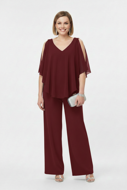 Mono Elegante Nagpur - Con Capa de Tul y Tirantes de Lentejuelas
