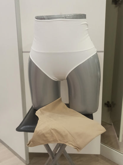 Pack 2 Tangas Moldeadoras con Refuerzo Abdominal - Efecto Reductor Beig Blanco