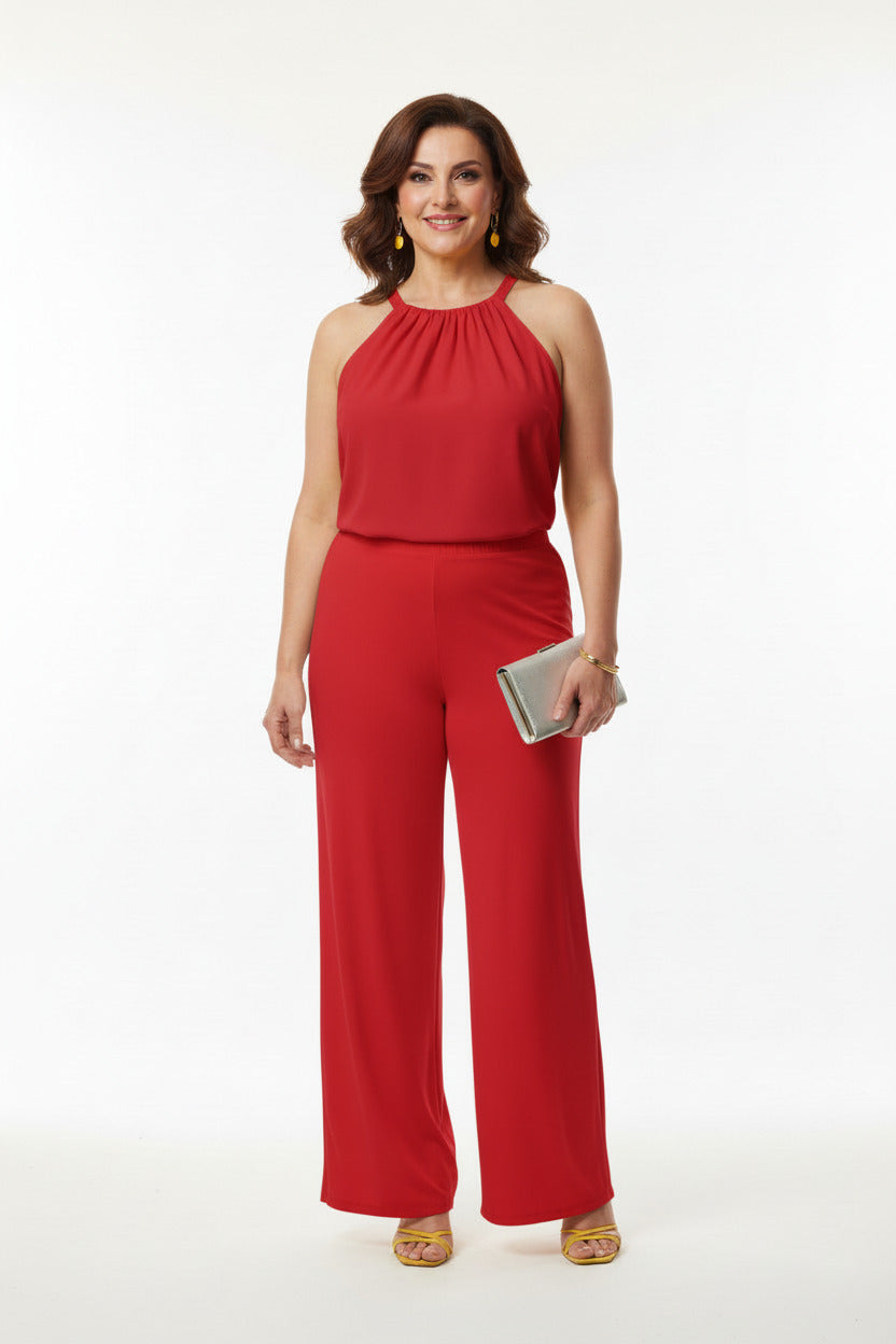 Pantalón de licra elegante ancho rojo