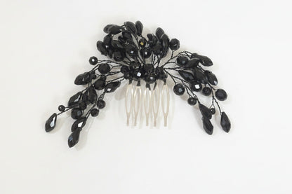 Peineta con pedrería negra Negro