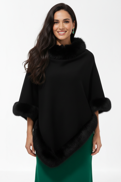 Poncho de pelo sintético 