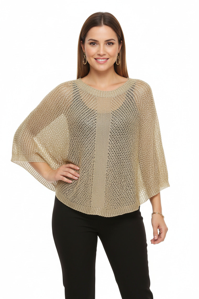 poncho dorado de malla para looks de fiesta