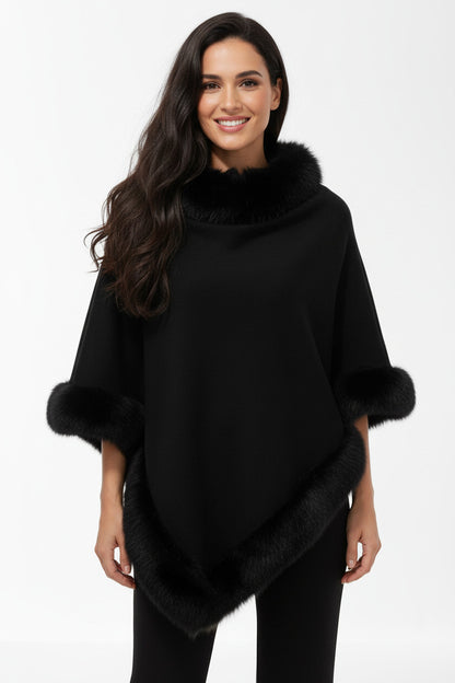 Poncho con Pelo Sintético Negro