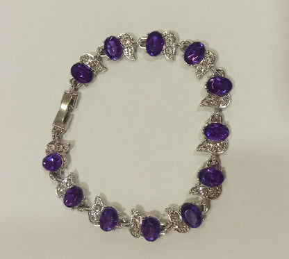 Pulsera Plateada con perdrería morada