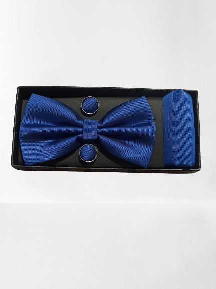 Set Pajarita Azul con Pañuelo y Gemelos