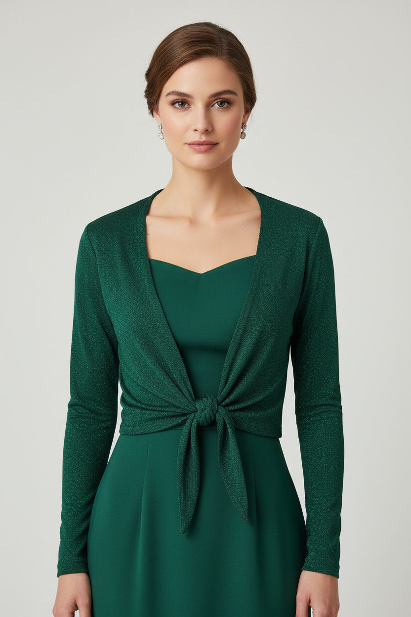 Torera Atada con Brillos Sutiles Verde oscuro U (36 38)