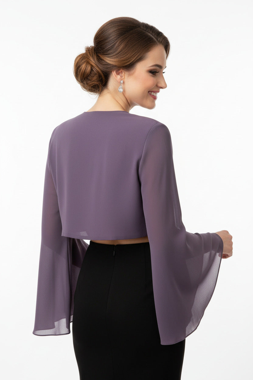 espalda Torera de Gasa con Manga Campana malva