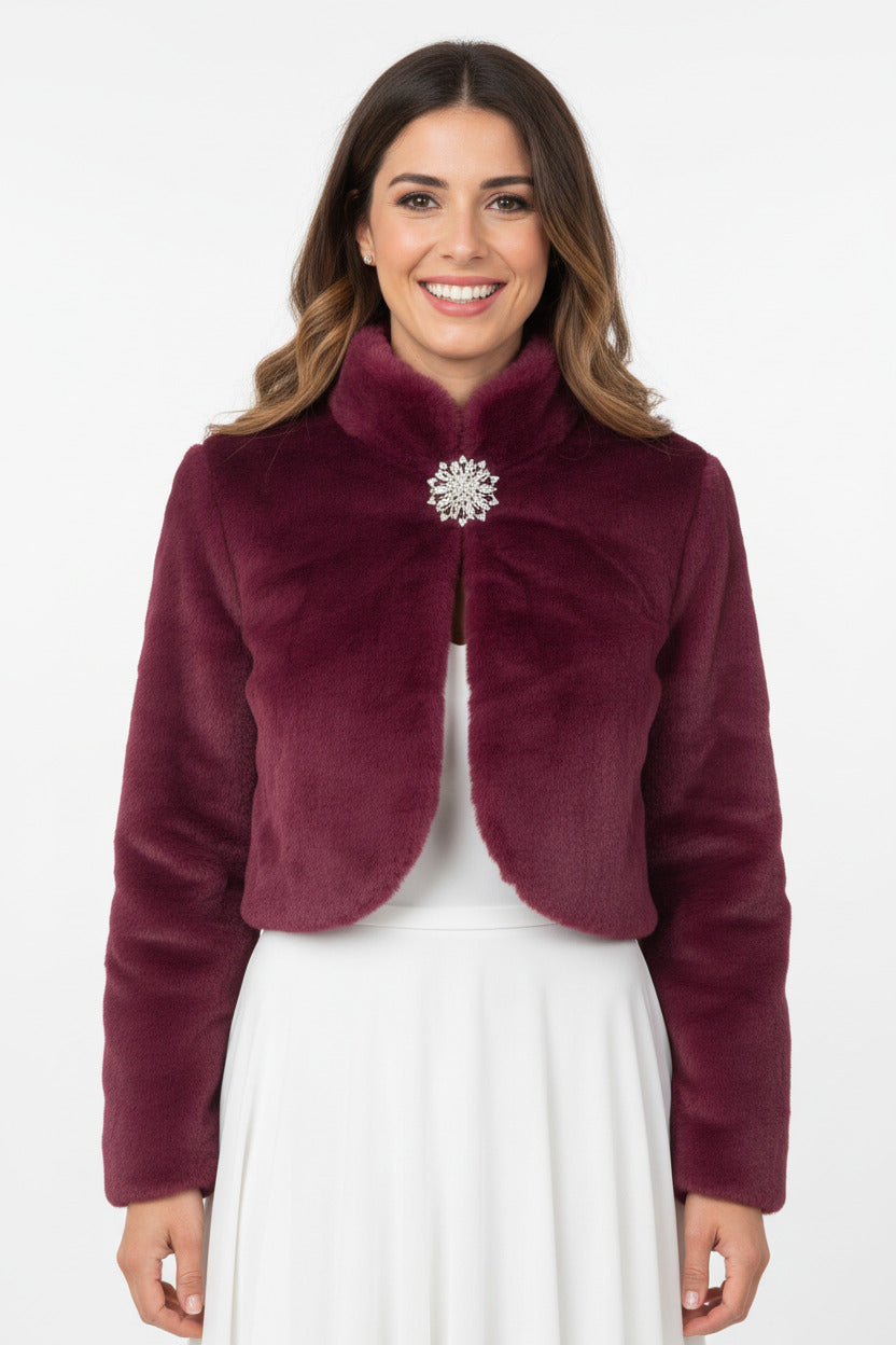 Torera de Pelo con Broche - Manga Larga para Invitadas