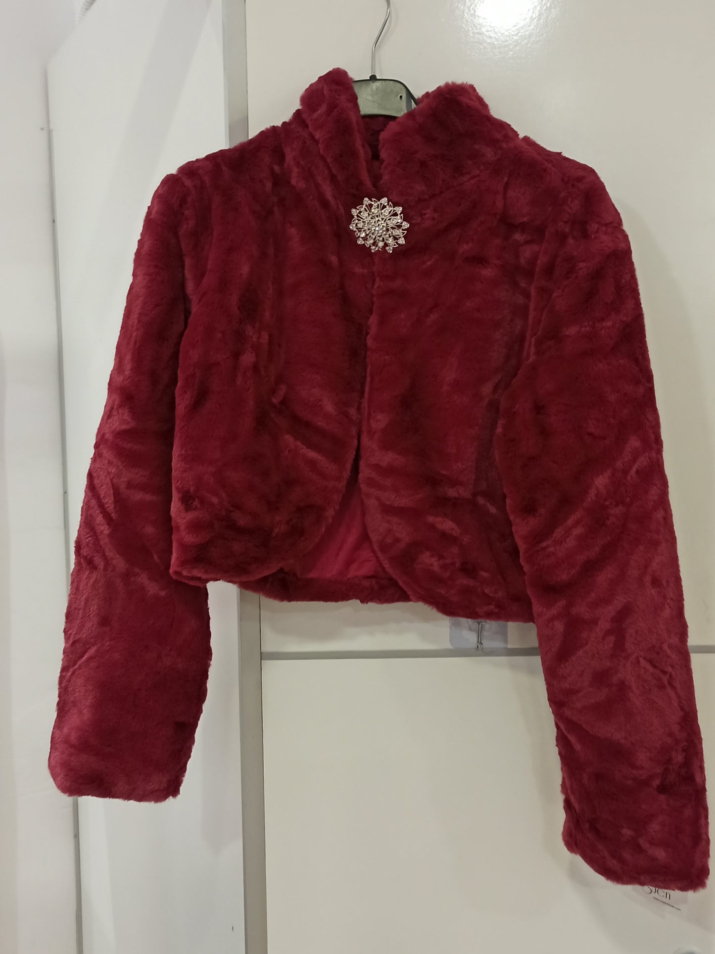 Torera de Pelo con Broche - Manga Larga para Invitadas Ciruela U (36 38)