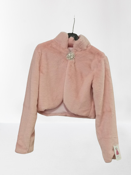 Torera de Pelo con Broche - Manga Larga para Invitadas Rosa U (36 38)